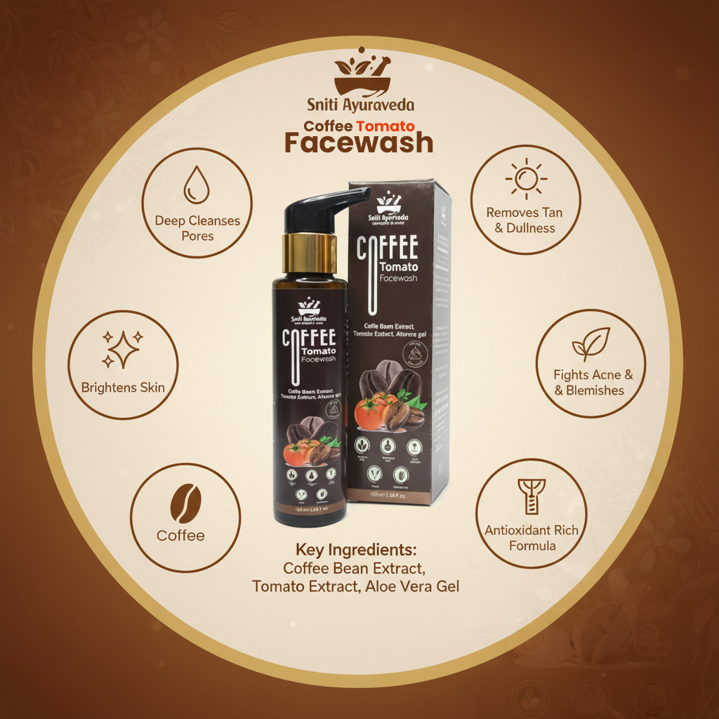 Sniti Ayurveda Coffee Tomato Facewash - Brightening & Exfoliating Cleanser