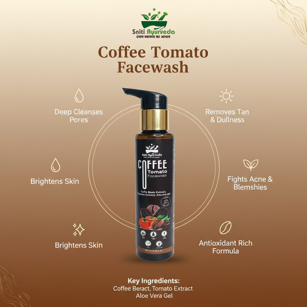 Sniti Ayurveda Coffee Tomato Facewash - Brightening & Exfoliating Cleanser