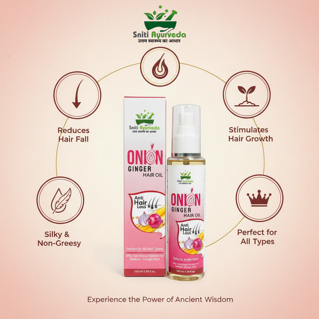 Sniti Ayurveda Onion Ginger Hair Oil - Anti Hair Fall & Growth Booster